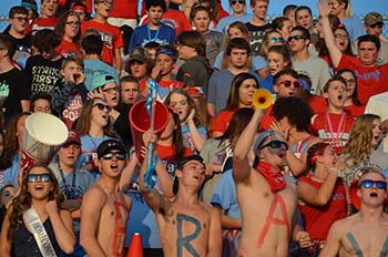 The Maconaquah Tribe screams with pride as the Braves score a touchdown. Ani Weitzel, student journalist